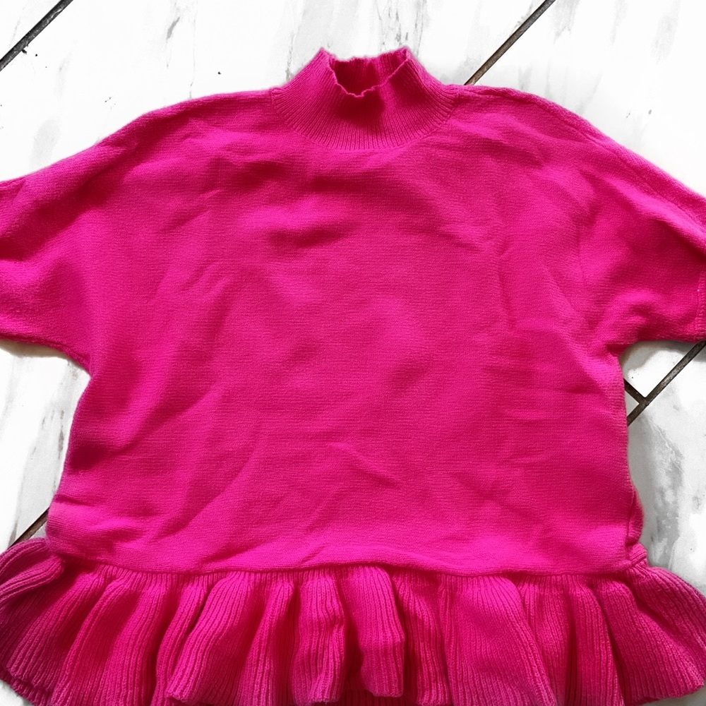 Elle Turtleneck Hot Pink frill Top